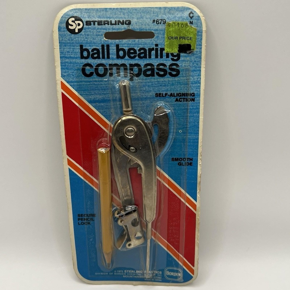 VTG 1972 Sterling Ball Bearing Compass Smooth Glide‎ Self Aligning Drawing Japan